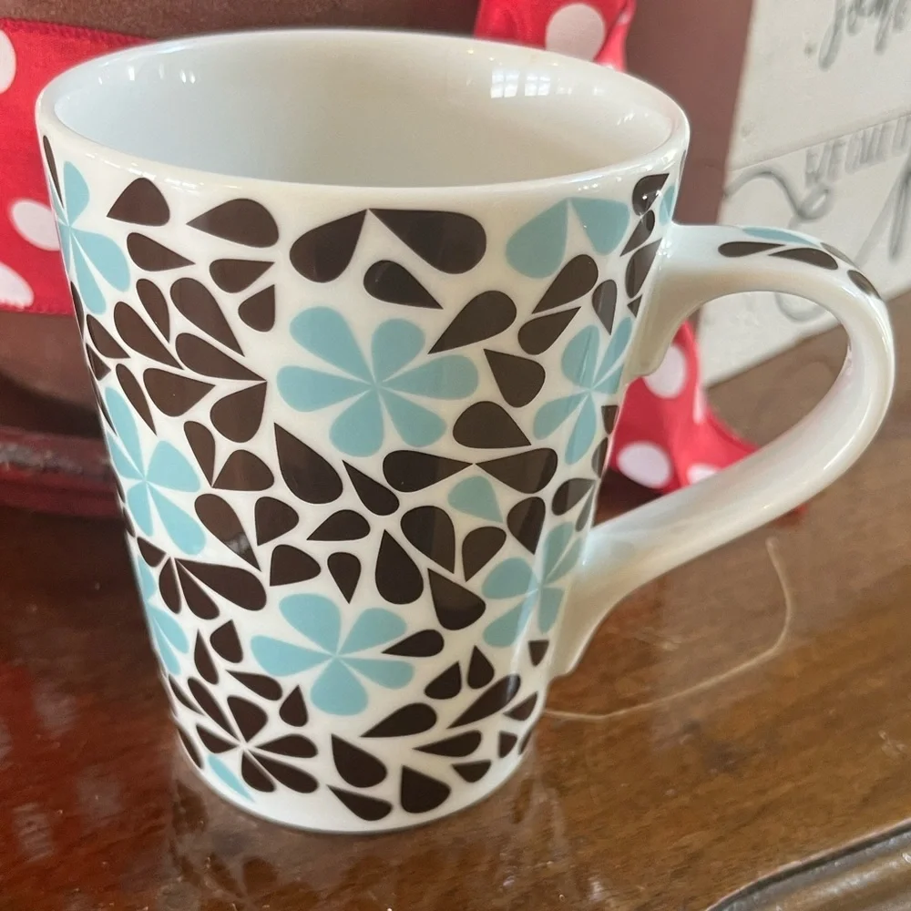 Jonathan Adler For Barnes & Noble Blue Flower 70s Vibe Coffee Mug